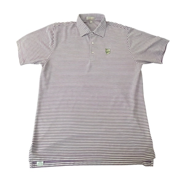 Peter Millar Large L Summer Comfort Golf Polo Shirt Hamilton Farm Purple Striped - Picture 15 of 16